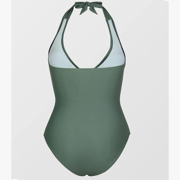 CUPSHE Women's One Piece Halter V Neck Ruffle Backless Swimsuit New‎ Large - Picture 3 of 8